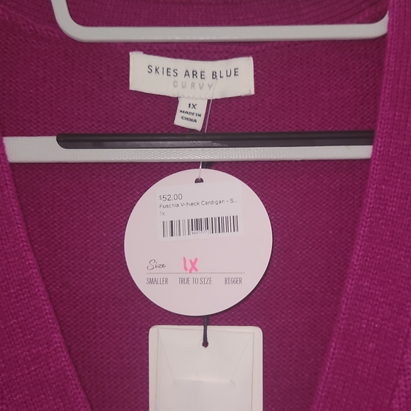 Skies Are Blue Fuchsia Cardigan Sweater - Picture 3 of 3
